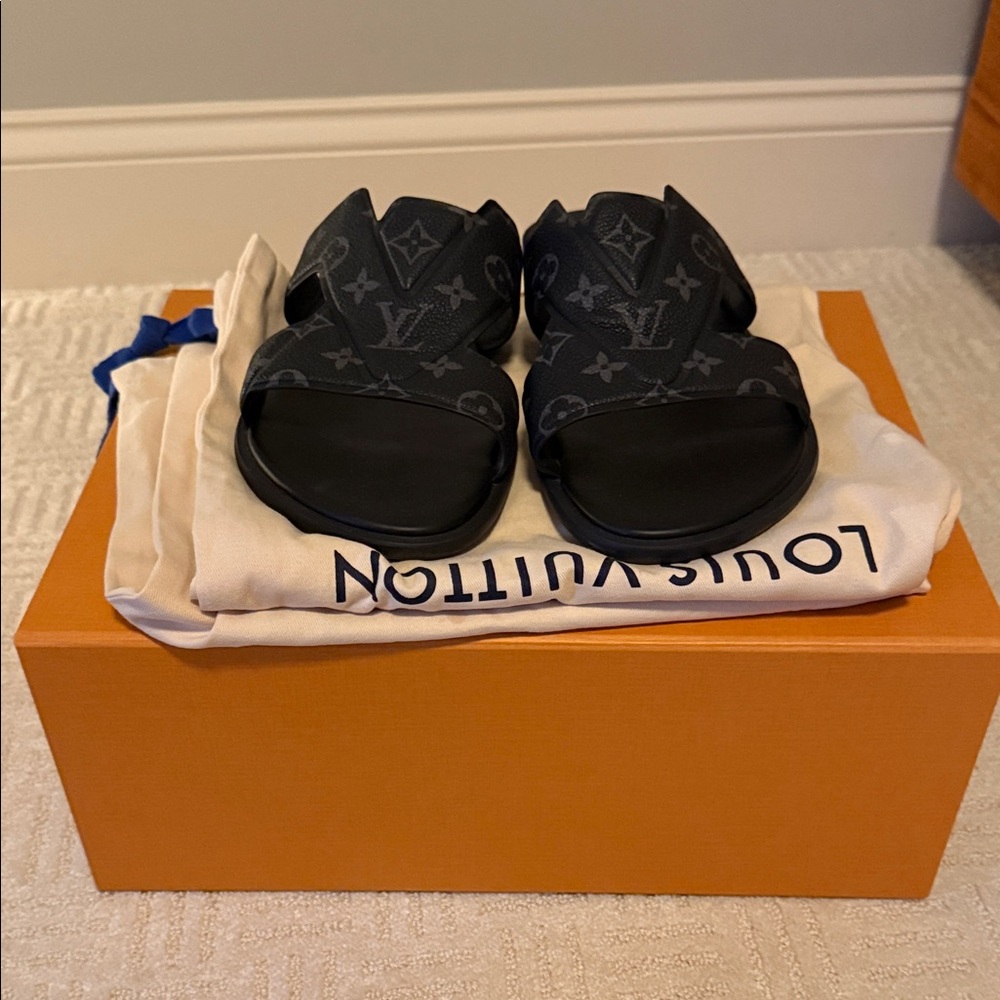 Louis Vuitton Dark Monogram Slides